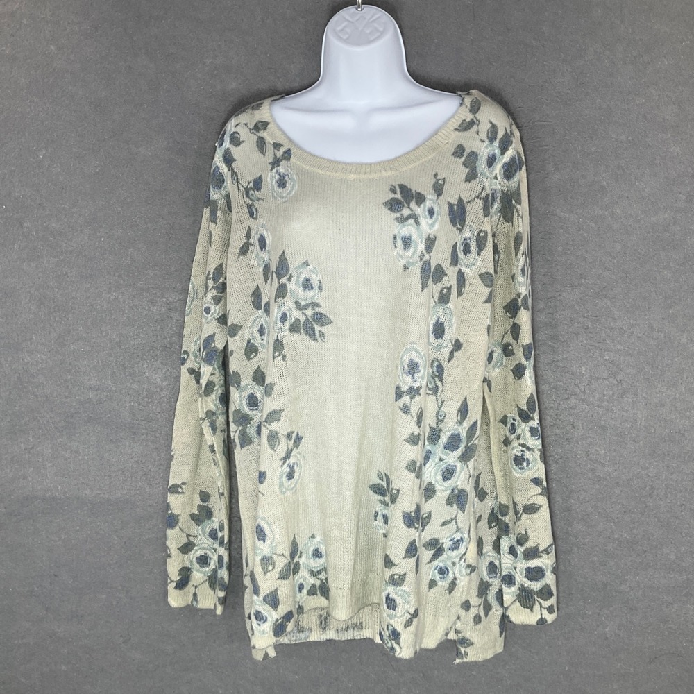 Lauren Conrad Floral Print Sweater Tie Back Long Sleeve Knit Top XL Lightweight
